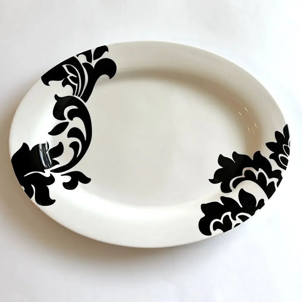 Martha Stewart Collection Lisbon Large Oval Serving Platter Black White Macy’s